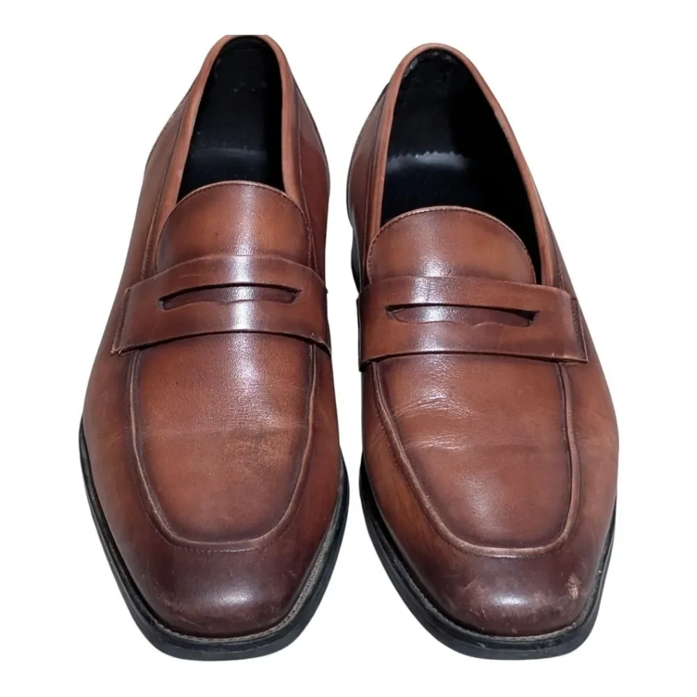 Gifennse Slip-On leather Penny Loafers brown size 9 handmade classic formal